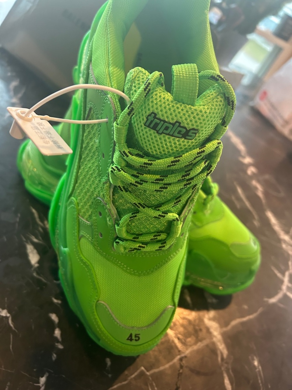 Balenciaga Triple S Men’s Neon Green Athletic Sneakers